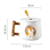 420ml (14.2 fl oz) 3D Shiba Inu Ceramic Mug with Lid & Spoon — Cute Cartoon Coffee & Milk Tea Cup, Gift for Girls