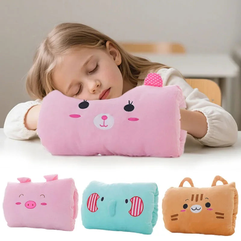 Children's Cartoon Plush Nap Pillow and Hand Warmer Gloves Plush Cushion Gift for Kids and Adults