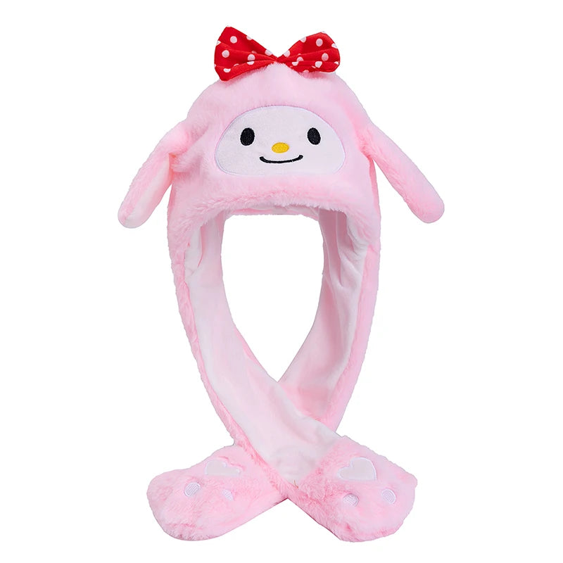 MINISO Cute Bunny Ear Plush Beanie - Moving Rabbit Ears Winter Knit Hat for Women & Girls, Fits 55–60 cm (21.7–23.6 in)