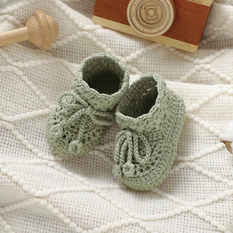 Handmade Knitted Baby First Walkers – 0-1Y Unisex Soft Bottom Cotton Anti-Slip Toddler Sneakers