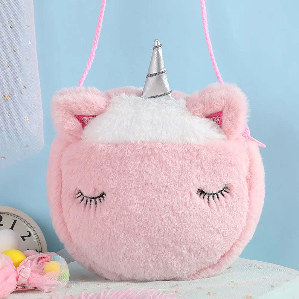 Fashion Cute Unicorn & Animal Messenger Bag for Girls – Plush Mini Shoulder Bag, Kids' Coin Purse & Princess Handbag - Kidzy Market