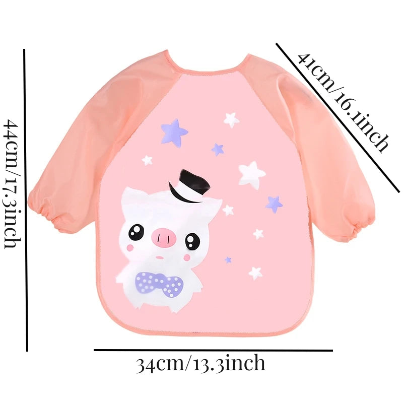 Waterproof EVA Full Sleeve Baby Bibs | Long Sleeve Children Feeding Smock Apron | Kids Eating Breastplate & Infant Scarf Clothing - Kidzy Market