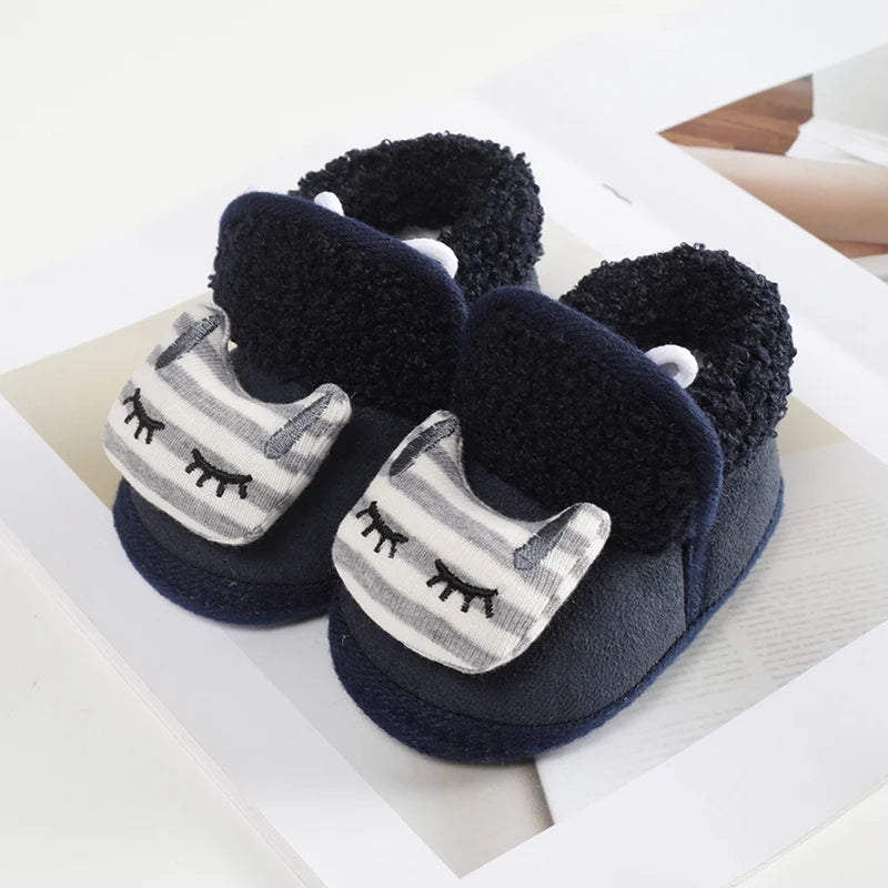 Jlong Winter Newborn Soft Sole First Walker Baby Shoes – Fur Warm Snow Boots for Girls (0-18 Months)
