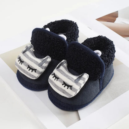 Jlong Winter Newborn Soft Sole First Walker Baby Shoes – Fur Warm Snow Boots for Girls (0-18 Months)