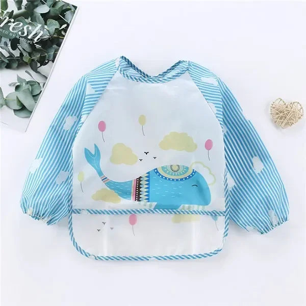 Baby Boys & Girls Burp Cloth Bandana Bibs – Long Sleeve Scarf, Waterproof Toddler Art Smock, Feeding Bib Apron with Pocket for 1-3 Year Olds - Kidzy Market