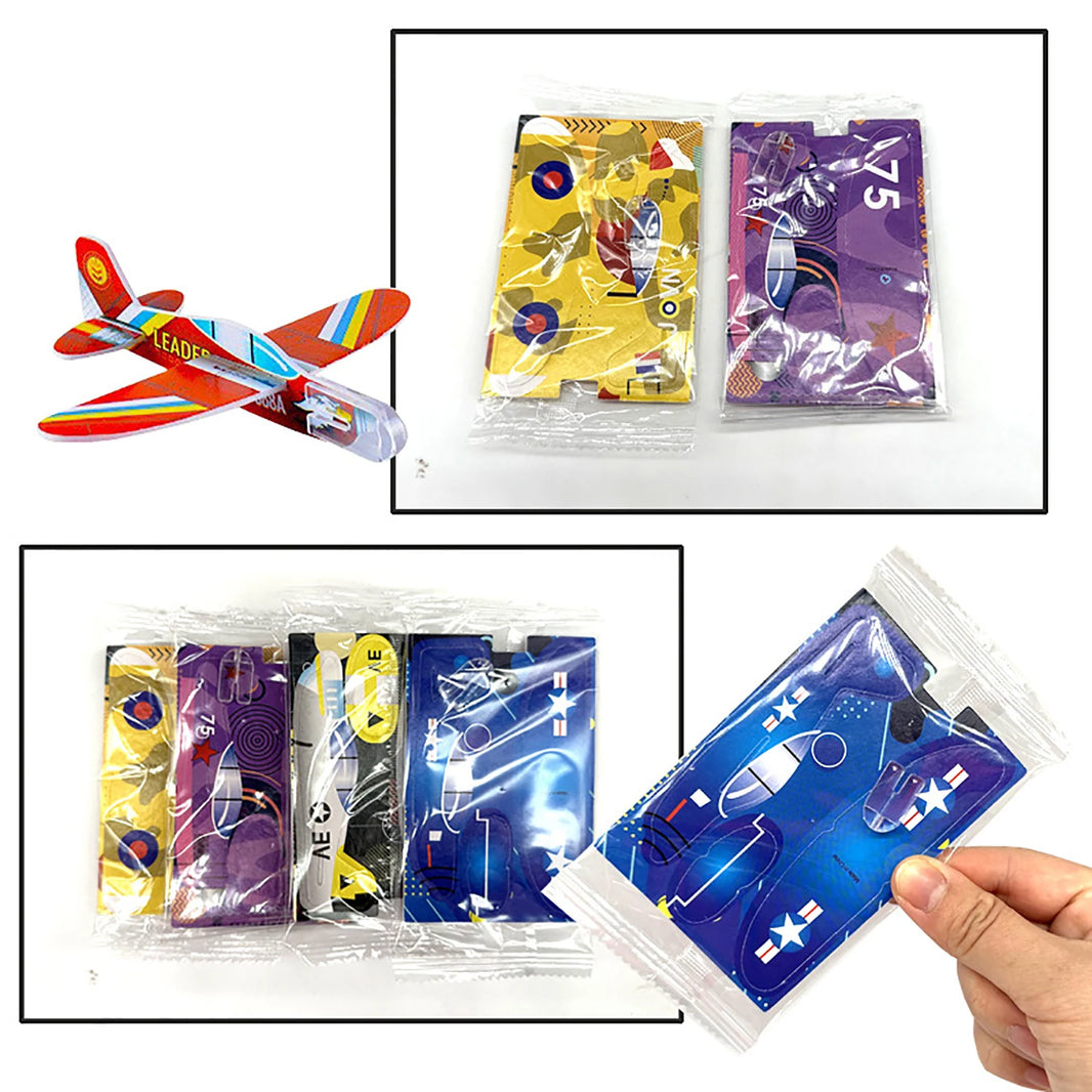 10-Piece Hand-Thrown Small Airplane Children’s DIY Assembled Cartoon Model Foam Mini Airplane Party Favor