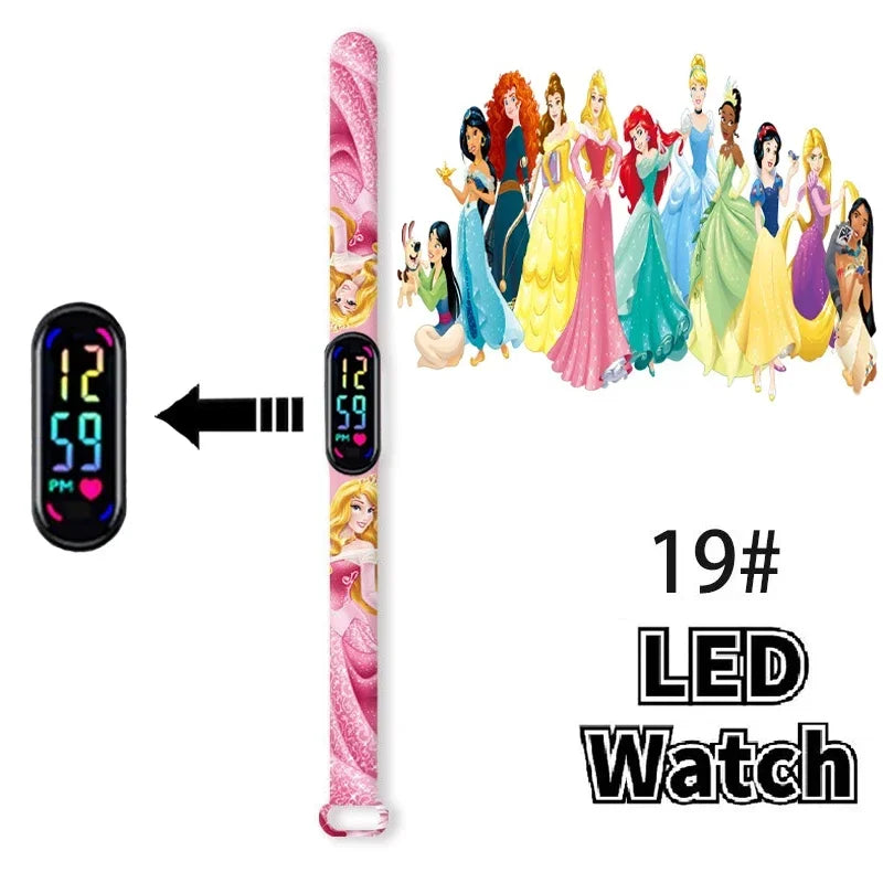 Disney Princess Frozen Elsa Kids Digital Watch Cartoon LED Touch Waterproof Electronic Birthday Gift Toy