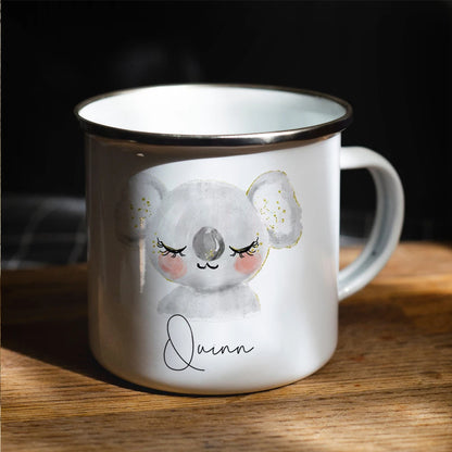 Personalized Koala Enamel Camping Mug - 12 oz (350 ml) Kids Unbreakable Milk Cup