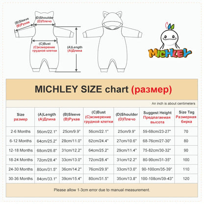 MICHLEY Halloween Dinosaur Baby Romper – Hooded Flannel Jumpsuit for Toddlers & Infants, Winter Costume Bodysuit for Kids