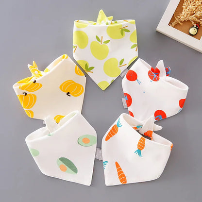5-Piece Set – Baby Saliva Towel & Triangle Bandana Bibs – Pure Cotton Waterproof Absorbent Cloth for Newborn Boys & Girls - Kidzy Market
