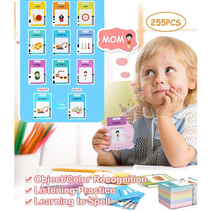 Montessori Education Flash Cards Machine - Early Educational Learning English Electronic Audio Book Toy for Children, Birthday Gift