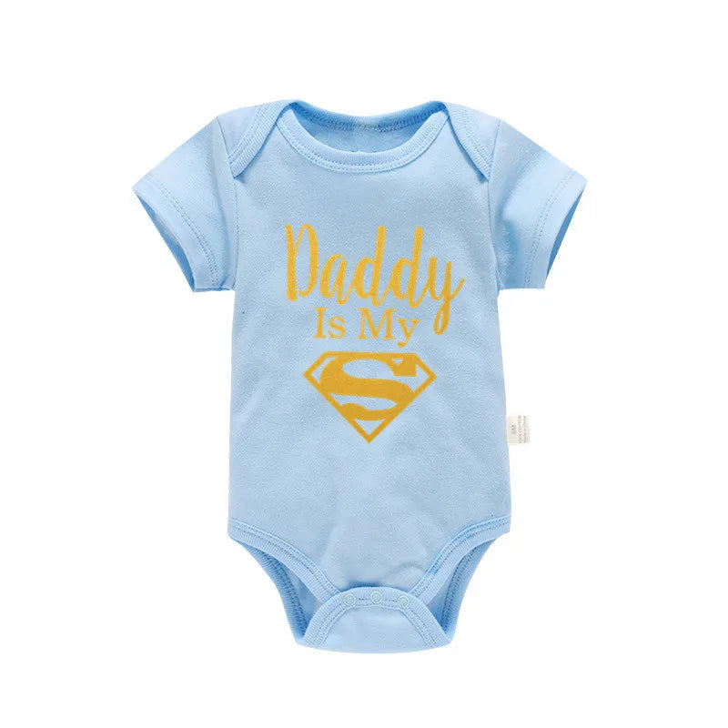 Newborn Baby Romper – "Daddy Is My Hero" Funny Print Bodysuit – Cute & Casual Infant Jumpsuit for Baby Boys & Girls