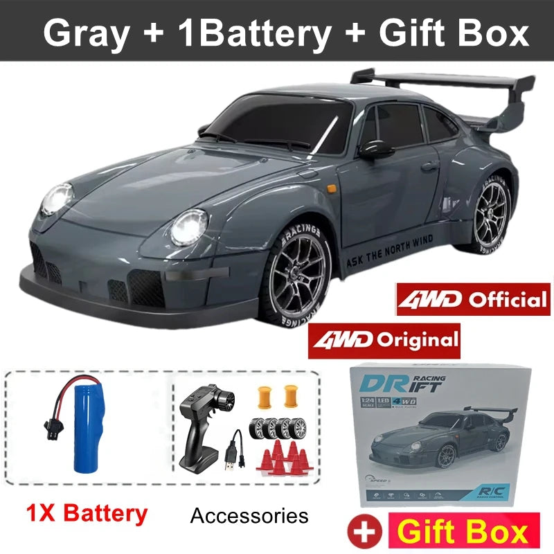 4WD RC Drift Car with LED Lights and 2.4G Remote Control 20km/h Speed