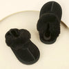 Little Kids Snow Boots, Solid Warm Shallow Boys Girls Genuine Leather Winter Shoes with Thick Plush, Toddler Casual Shoes