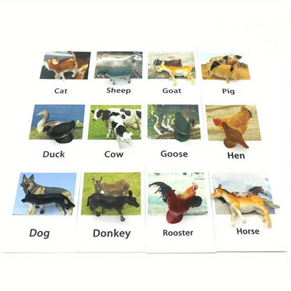 Montessori Animal Matching Cards - Language Learning Cognitive Toy for Kids, Insect Farm Zoo, Preschool Educational Toy for 1-2 Years Old Toddlers