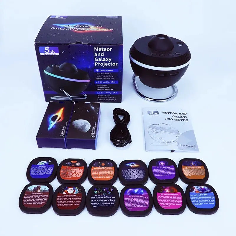 12-in-1 Galaxy Star Projector with Meteor Ultra Clear Rotary Space Ball Night Light Planetarium Lamp for Kids