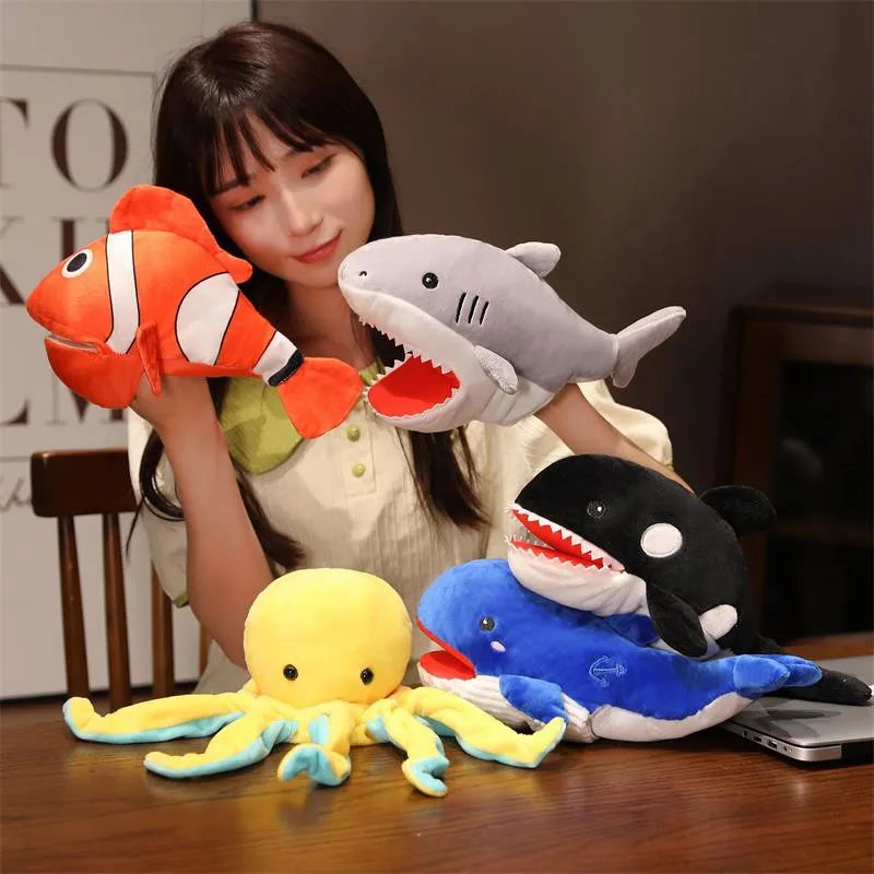 Stuffed Plush Hand and Finger Puppets, Octopus Penguin Clown Fish Educational Toy Gift