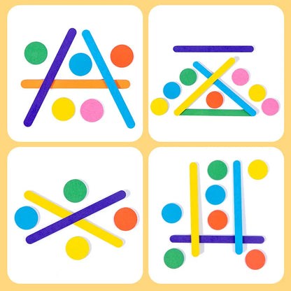 Children's Rainbow Stick Thinking Puzzle, Wooden DIY Ice Cream Stick Puzzle, Challenge Table Game, Montessori Educational Toy