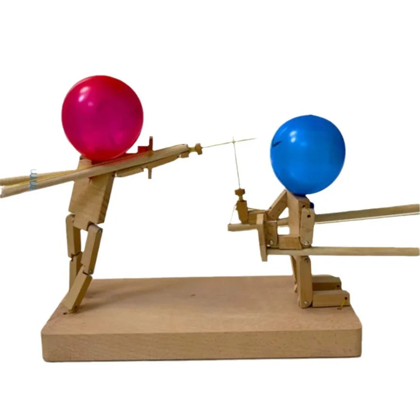 Balloon Bamboo Man Battle Game (Wooden Fighter with Inflatable Head, 2 Players, Kids Party Game)