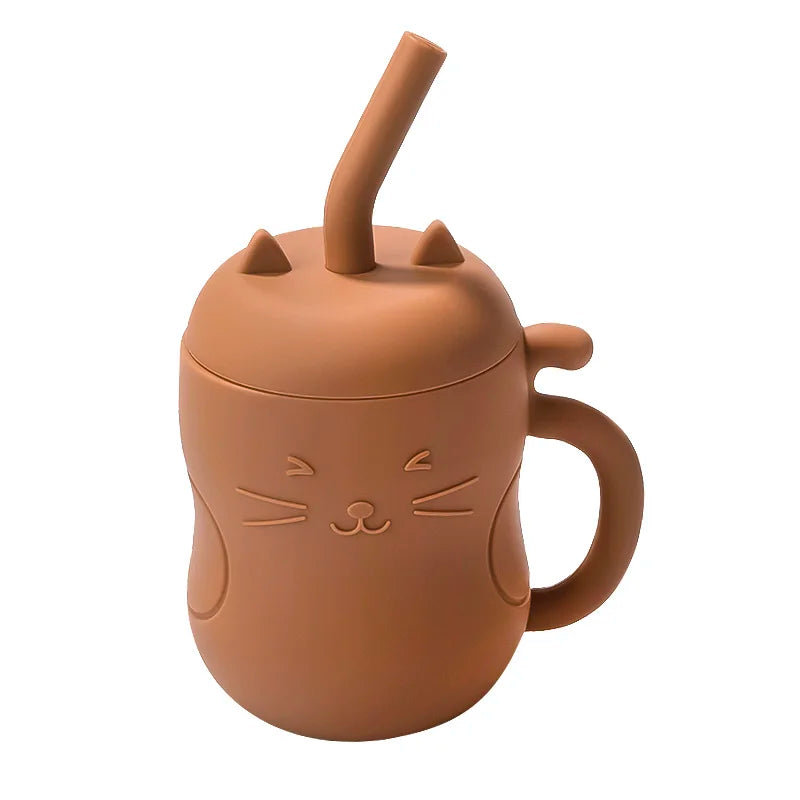 1pc Baby Silicone Straw Cup - BPA-Free, Portable Snack Container, Leakproof Kids Learning Drink Cup & Feeding Cup