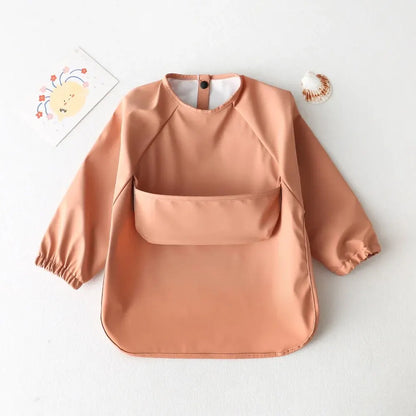 1-Piece Solid Color Baby Art Smock – Waterproof Long Sleeve Feeding Bib Apron for Kids, Soft & Comfortable - Kidzy Market