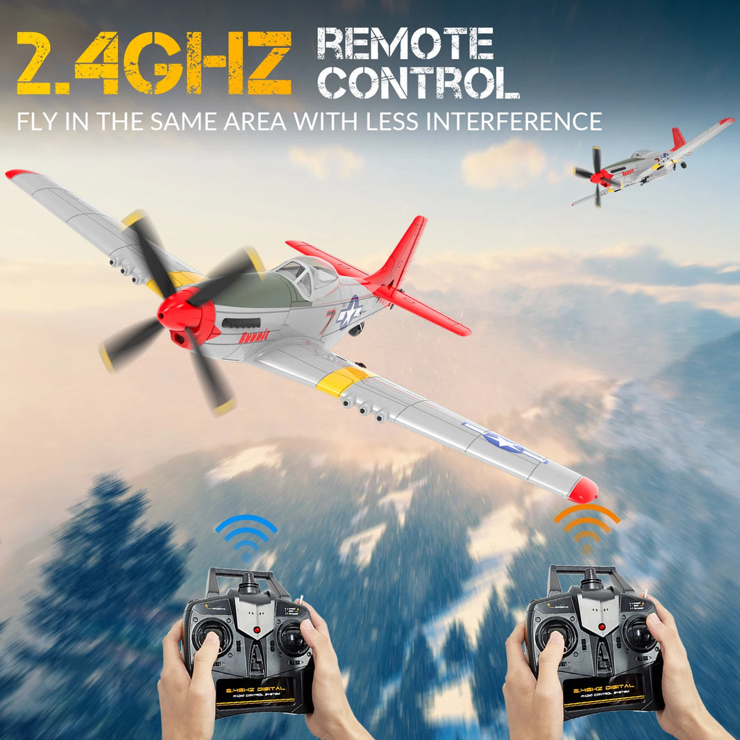 P51D RC Airplane One-Key Aerobatic 2-Ch 4-Ch RTF Mustang with Xpilot Stabilization