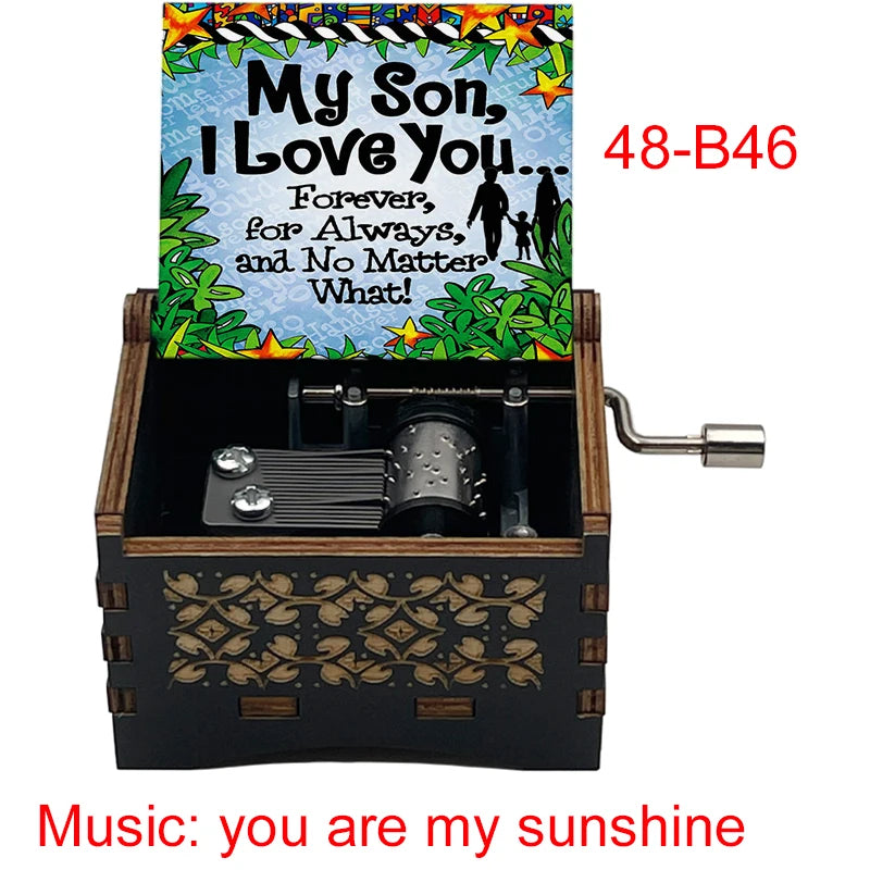 You Are My Sunshine Quote Print Wooden Music Box Birthday Party Favor Gift for Kids