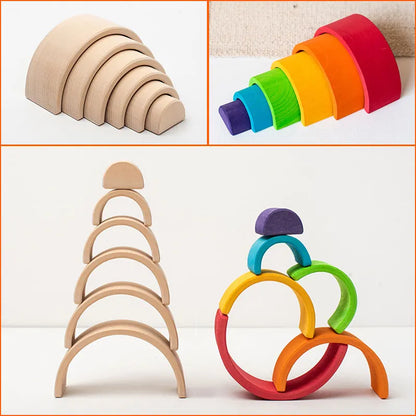 Montessori Mini Rainbow Building Blocks Stacking Sensory Toy