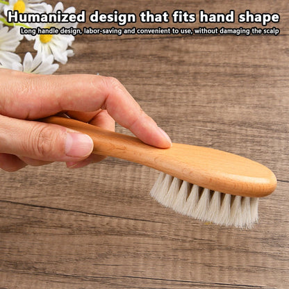 Wooden Handle Baby Hair Brush - Newborn Hair Brush, Infant Comb & Head Massager