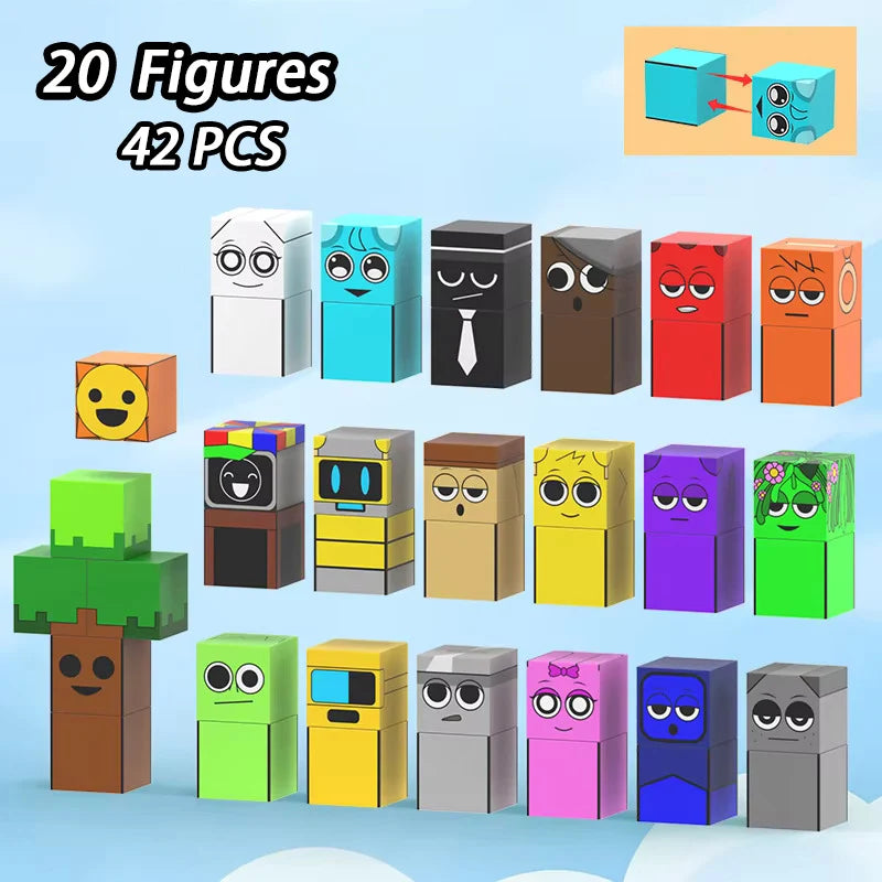 Sprunki Magnetic Building Block Cube Mine World Set for Kids 3+