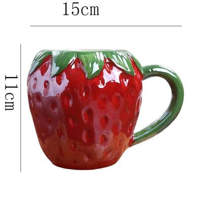 1-Piece Ceramic Kids Fruit Mug — Strawberry, Pumpkin & Pineapple Handgrip Coffee & Milk Cup | Cute Breakfast & Birthday Gift