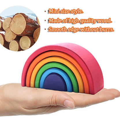 Montessori Mini Rainbow Building Blocks Stacking Sensory Toy