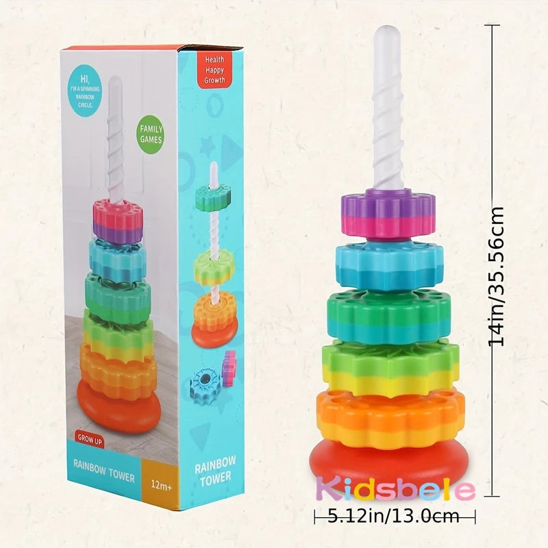 Rotated Rainbow Spinning Stacking Toy Early Education Puzzle