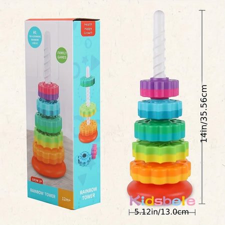 Rotated Rainbow Spinning Stacking Toy Early Education Puzzle