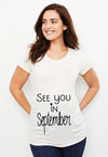 See You in May Print Pregnancy Announcement T-Shirt | Maternity Short Sleeve Tee | New Mom Shirts | Pregnancy Clothes Tops