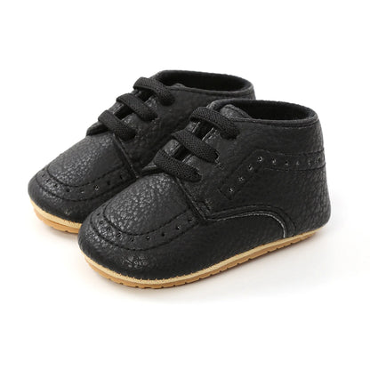 Meckior Baby Shoes Retro Leather Boy Girl Multicolor Toddler Rubber Sole Anti-Slip First Walkers Infant Shoes