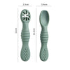 2PCS Baby Learning Spoons Set - Silicone Toddler Liquid Food Spoon & Fork Utensils, Soft Scoop Weaning Cutlery, Baby Feeding Tableware