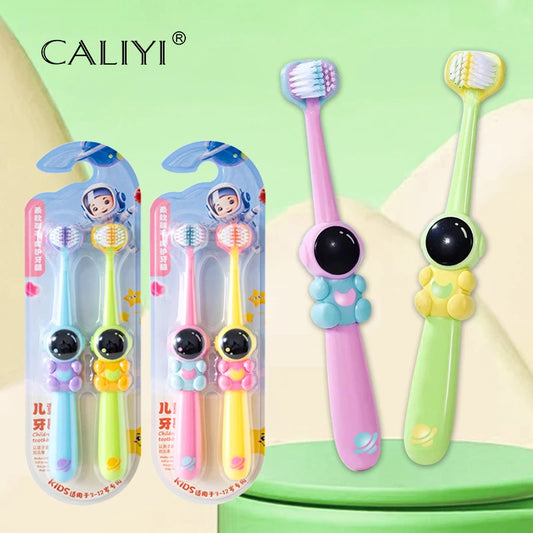 2PCS Children’s Three-Sided Toothbrush – Soft Bristles, Teeth Whitening for 3-12 Years Old Kids, Dental Oral Care