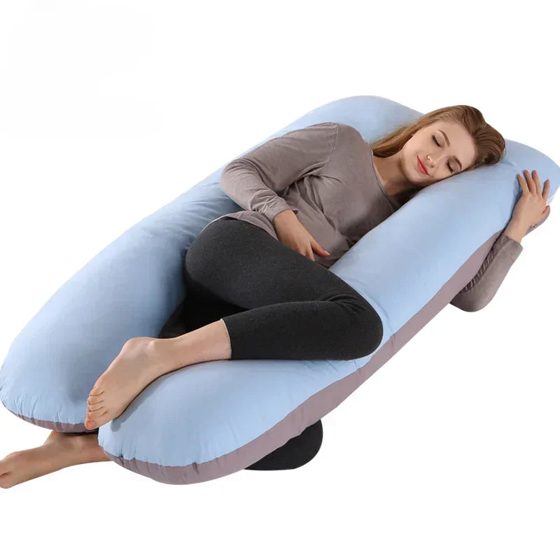 Maternity Pillow for Women - Cotton Color Matching Removable & Washable U-Shaped Waist Support Cushion, Maternity Body Pillow
