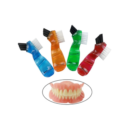 10PCS Mini Denture Cleaning Toothbrushes - False Teeth Brush with Ergonomic Rubber Handle & Multi-Layered Bristles Oral Care