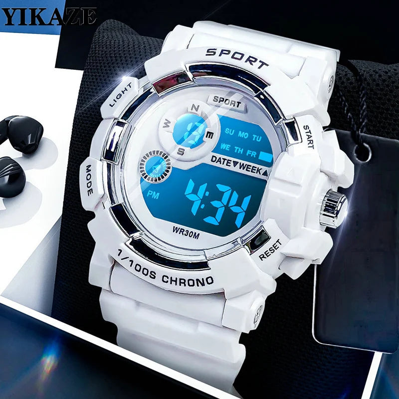 YIKAZE Kids Fashion Luminous Waterproof Alarm Clock Watch for Boys and Girls Student Smart Electronic Gift