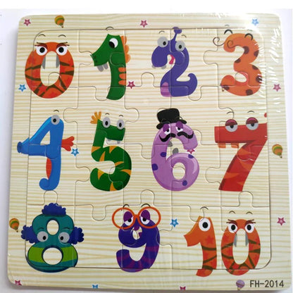 New 20 Piece Wooden 3D Puzzle, Cartoon Animal & Vehicle Jigsaw, Montessori Educational Toy for Kids, Baby 1-3 Years