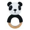 1pc Safety Wooden Baby Teether - Crochet Cartoon Long Ear Bunny Rattler with Mobile Crib Bell | Newborn Teething Toy & Handbell