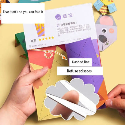 Children’s Handmade Folding Toy – Animal Pattern DIY Craft Paper Book for Parent-Child Interaction and 3D Origami Puzzle