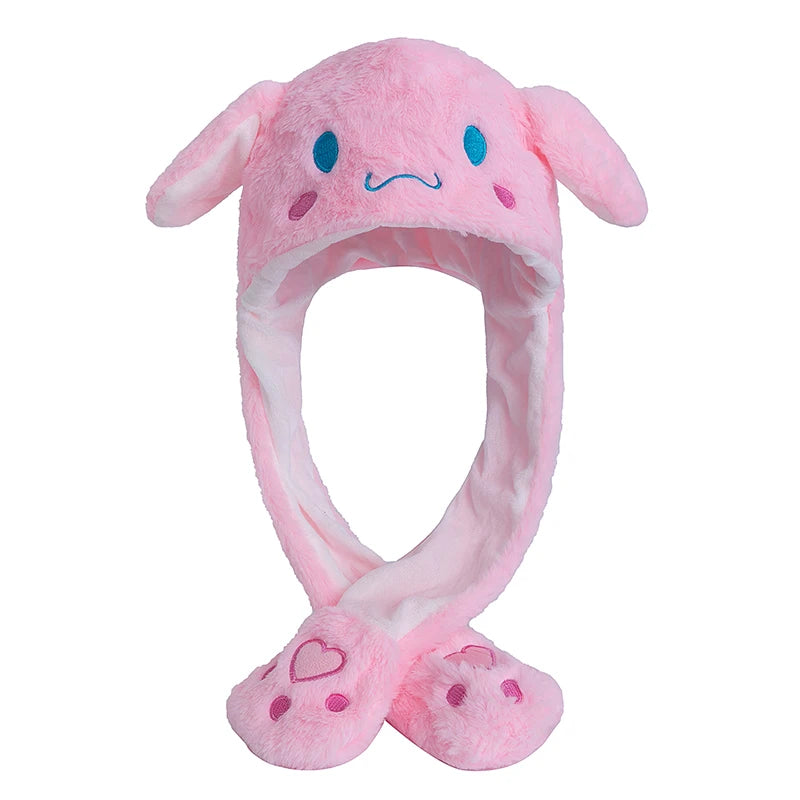 MINISO Cute Bunny Ear Plush Beanie - Moving Rabbit Ears Winter Knit Hat for Women & Girls, Fits 55–60 cm (21.7–23.6 in)