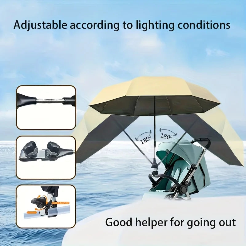 Baby Stroller Solid Color Sunade Umbrella Sunshade Bendable Arm Clip-On Handle Trolley Sunshade Accessory for Outdoors