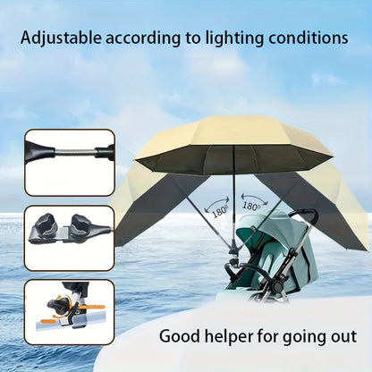 Baby Stroller Solid Color Sunade Umbrella Sunshade Bendable Arm Clip-On Handle Trolley Sunshade Accessory for Outdoors