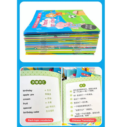 Kids English Word Learning Book Set – 40 Pocket Books for Early Reading and Montessori Teaching Aids