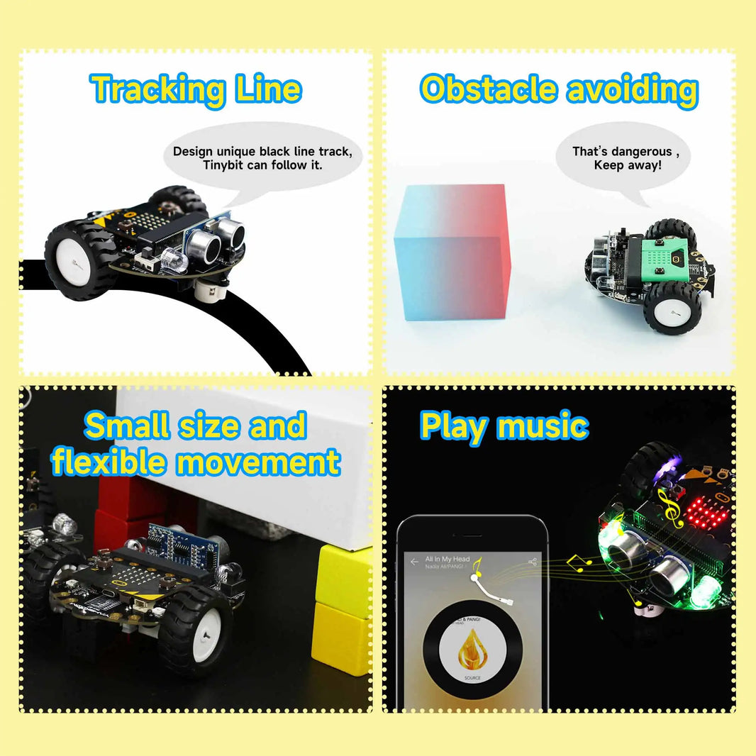 Yahboom Microbit Car, Programmable Coding Robotics for Microbit V2/V1, STEM Education Toy with Battery, CE RoHS Certified