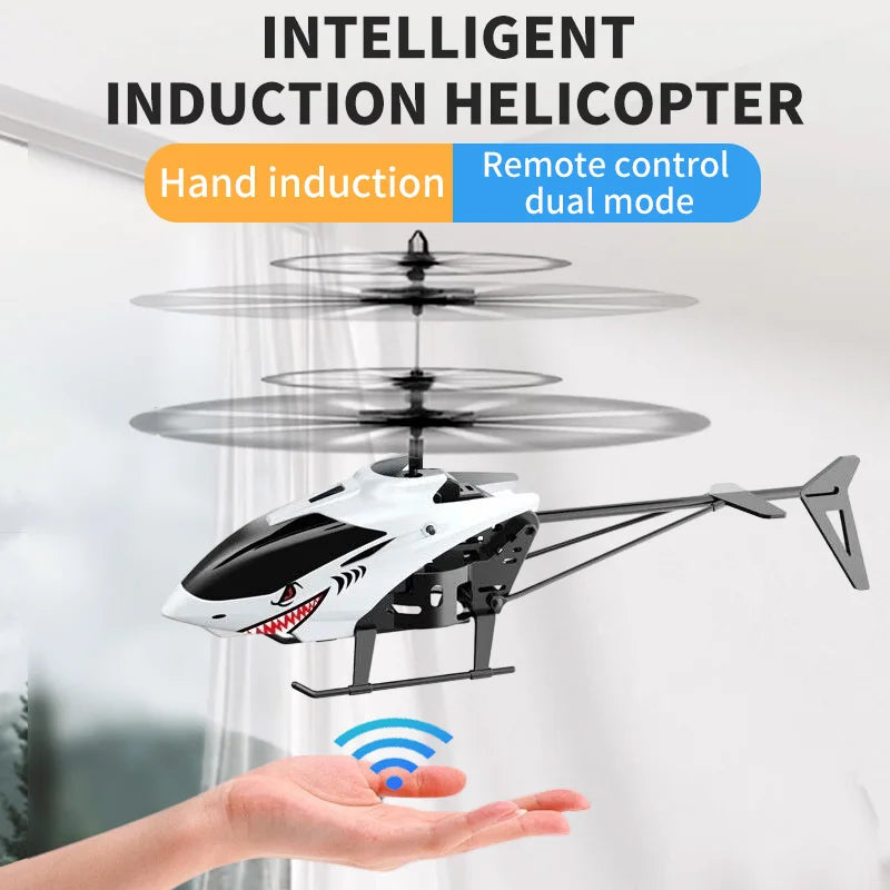 Mini Remote Control Airplane Helicopter – Gesture Sensing with Flashing Lights for Kids